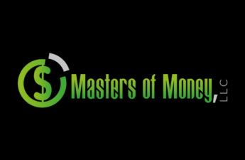 Masters of Money LLC Green Letters Black Background Logo