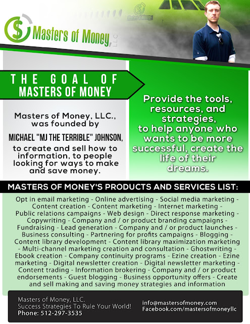 Masters Of Money LLC & Michael MJ The Terrible Johnson Business Poster
