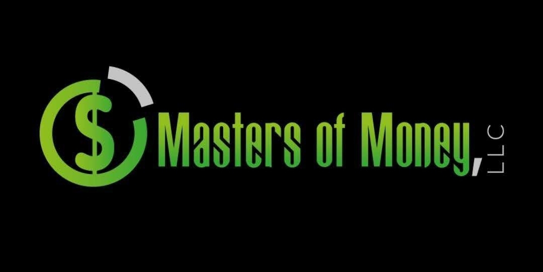 Masters of Money LLC Green and Black Missing Link Logo Graphic
