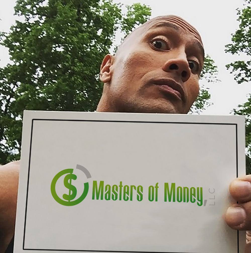 Dwayne The Rock Johnson Holding a Masters of Money Logo Sign Photo